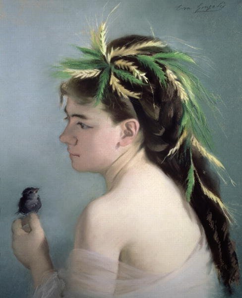 Portrait of a Girl holding a Sparrow