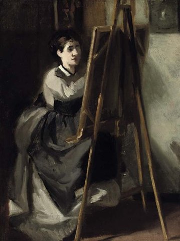 La jeune eleve, (Portrait of Sister as Artist ), 1871