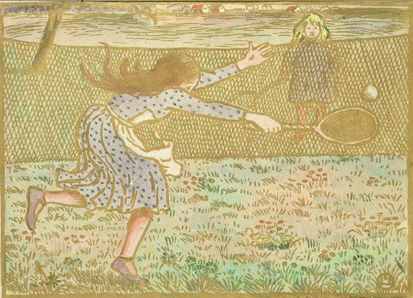 Girls Playing Tennis, from 'Woodcuts in Line and Colours',  1891