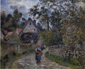 The village path - thatched cottages in Valhermeil, 1880