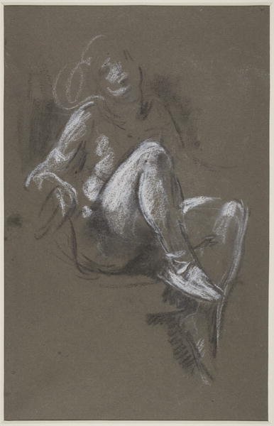 Seated Nude Girl wearing Ballet Shoes