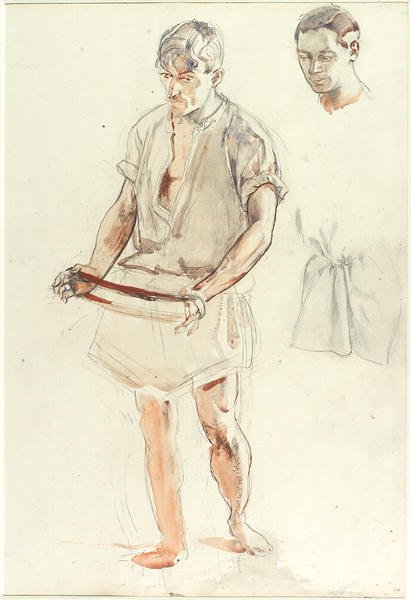 Man Standing- Studies of Head and of Shirt