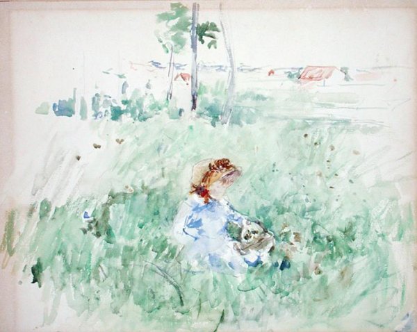 Young Girl Seated on the Lawn 1882