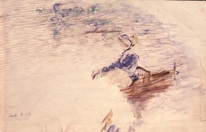 Sketch of a Young Woman in a Boat 1886