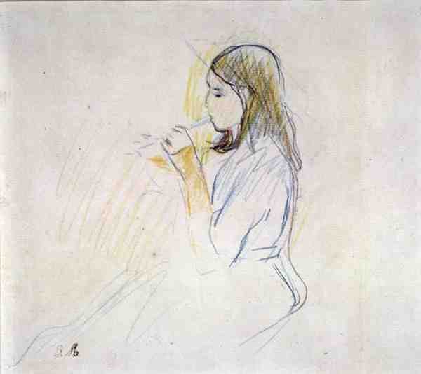 Manet's Daughter Playing the Recorder