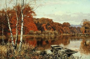 Now Autumn's fire burns slowly along the woods, Abinger Mill Pond, Abinger Hammer, Surrey