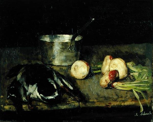 Still life with casserole and wild duck, 1885