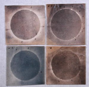 Four views of the solar eclipse of 18th July 1860