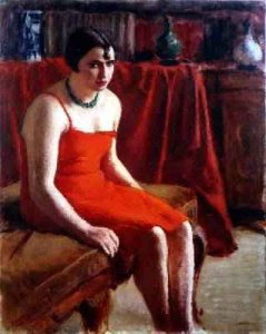 Seated Woman in a Red Dress 1929