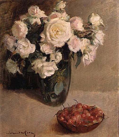 Still Life of Roses and Cherries