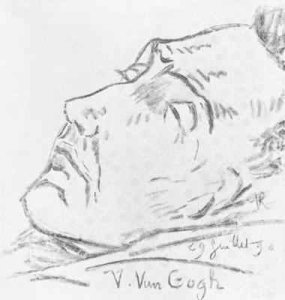 Portrait of Vincent Van Gogh 1853-90 on his deathbed