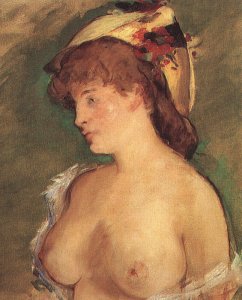 Blond Woman with Bare Breasts  1878