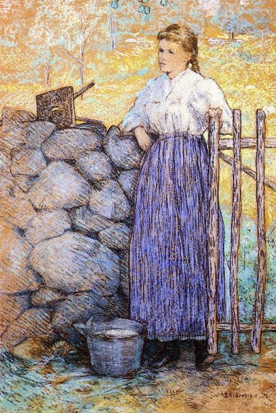 Girl Standing By A Gate