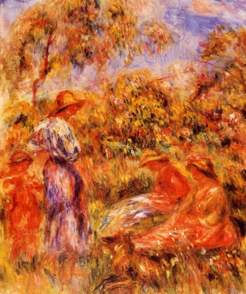 Three Women And Child In A Landscape