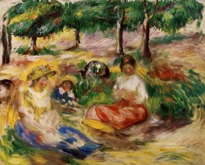 Three Women And Child In A Landscape