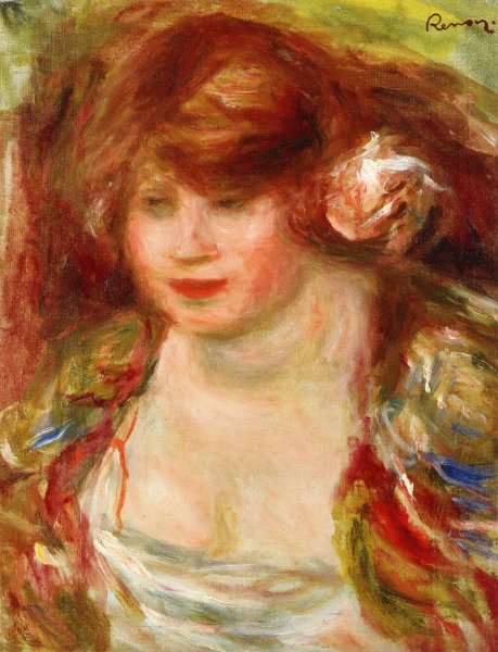 Woman Wearing A Rose Andree