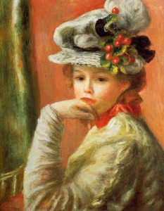 Young Girl In A White Hat Aka Woman Leaning On Her Hand