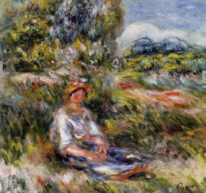 Young Girl Seated In A Meadow