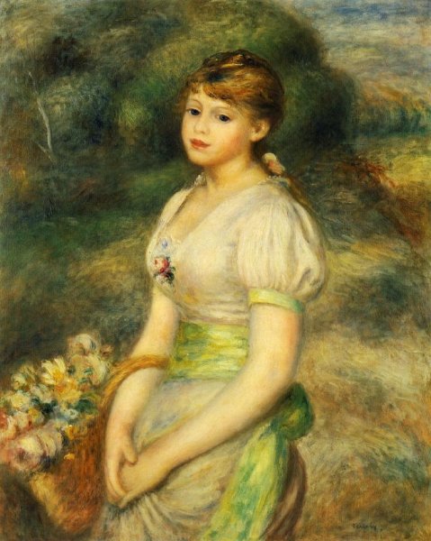 Young Girl With A Basket Of Flowers