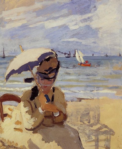 Camille Sitting On The Beach At Trouville