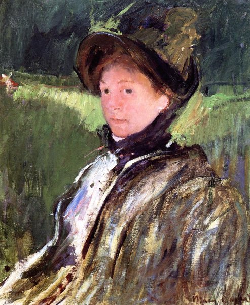 Lydia Cassatt In A Green Bonnet And A Coat