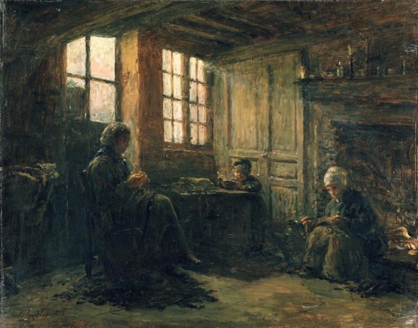 Women Fraying Linen, Honfleur, 1877