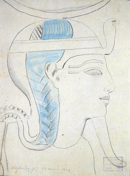 Study of a Relief of the Head of the God Khonsu in the Temple of Seti I, Abydos, 1874