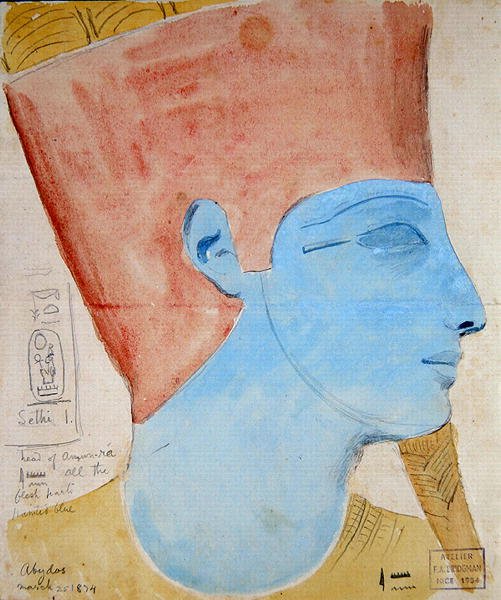 Study of a Relief of the Head of the God Amun in the Temple of Seti I, Abydos, 1874