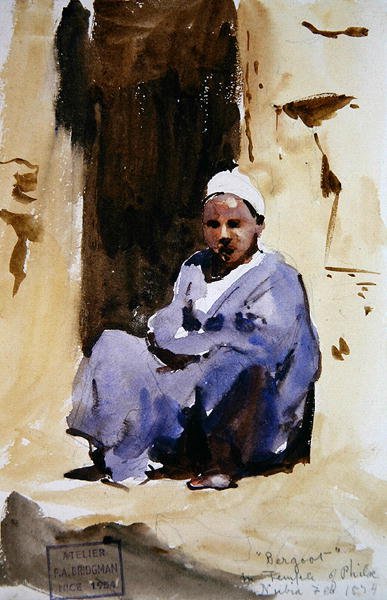 A Seated Boy in a Temple at Philae, 1874