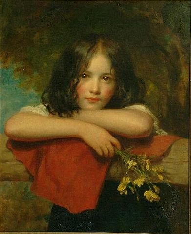 Portrait of a young girl leaning on a stone ledge