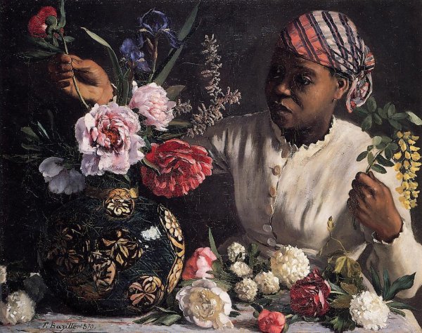 African woman with Peonies, 1870