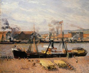 Rouen Port, Unloading Wood, 1898