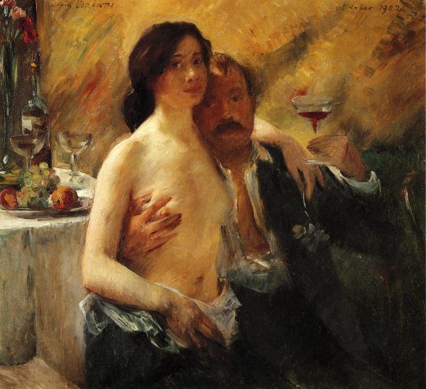 Self Portrait With His Wife And A Glass Of Champagne