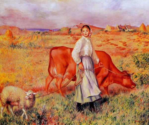 Shepherdess  Cow And Ewe