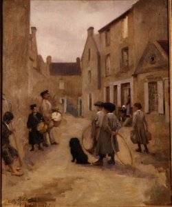 Children Playing with Hoops in a Street, Arromanches, 1903