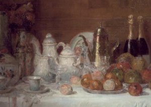 Still Life with Fruit and Champagne Bottles