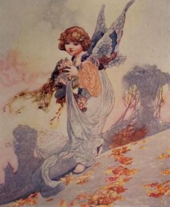 Angel Scattering Autumn Leaves