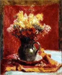 Green Jug with Flowers