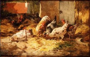 Chickens in a Barn