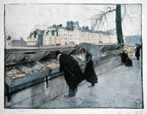 Bouquinistes along the left bank of the Seine near the Pont Neuf Paris