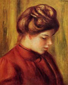 Profile Of A Woman In A Red Blouse