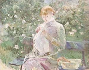 Young Woman Sewing in a Garden 1881