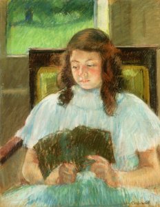 Francoise In A Square Backed Chair  Read Aka Young Girl Reading Young Girl In A Blue Dress