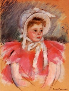 Simone In White Bonnet Seated With Clasped Hands