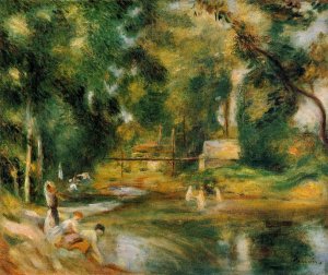 Essoyes Landscape   Washerwoman And Bathers